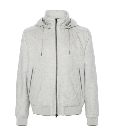 Herno High-neck Hooded Jacket In White