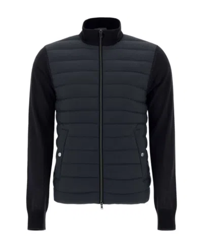 Herno High-neck Knitted Padded Jacket In Black