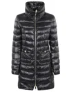 Herno Womans Maria Black Quilted Nylon Long Down Jacket In Black