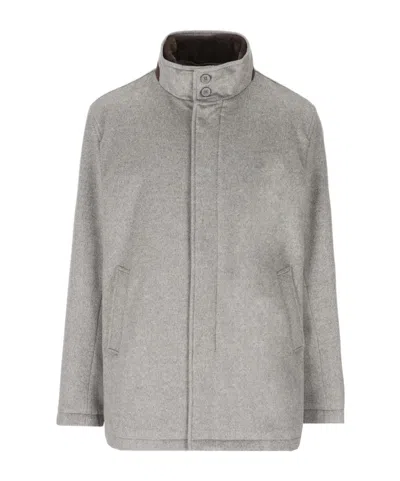 Herno High Neck Long-sleeved Jacket In Grey
