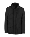 Herno Navy Linen Jacket With Classic Collar And Buttoned Cuffs In Black