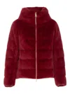 Herno Padded Jacket With Faux Fur Texture In Red