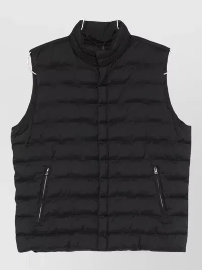Herno High Neck Padded Sleeveless Jacket Zip Pockets In Black