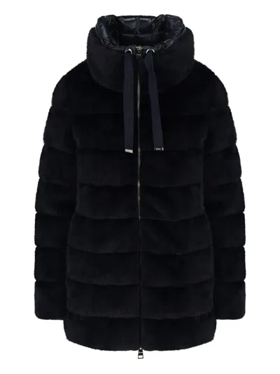Herno Alternative Fur A-shape Down Jacket In Black