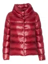 Herno Quilted High Neck Jacket With Lateral Split In Red