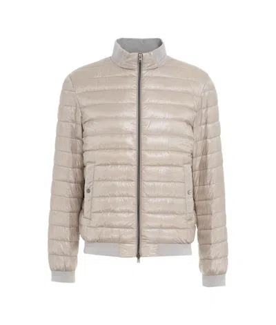 Herno High-neck Quilted Bomber Padded Jacket In Grey