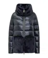 Herno Ultralight Nylon And Lady Alternative Fur Cape Clothing In Black