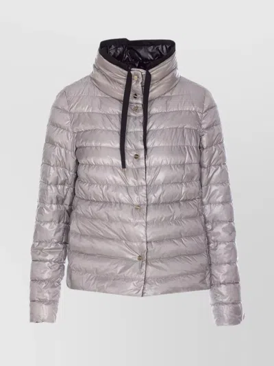 Herno High Neck Quilted Down Jacket With Pockets In Gray