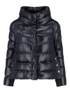 Herno Quilted High-collar Black Nylon Coat In Black