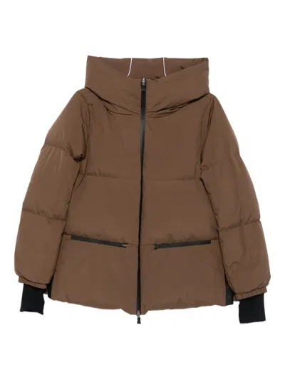 Herno 2layers Hooded Short Down Jacket Clothing In Brown