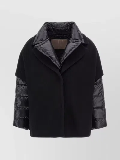 Herno High Neck Quilted Jacket With Padded Sleeves In Black
