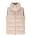 Herno Vest In Lady Alternative Fur And Nylon Ultralight In Neutral