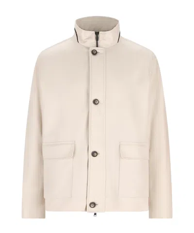 Herno Flap Pockets High-neck Jacket In Neutral