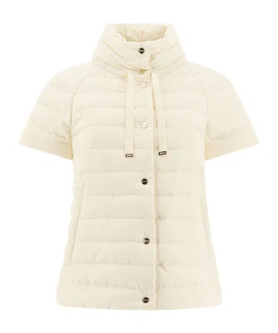 Herno High-neck Short Sleeved Padded Jacket In Nude