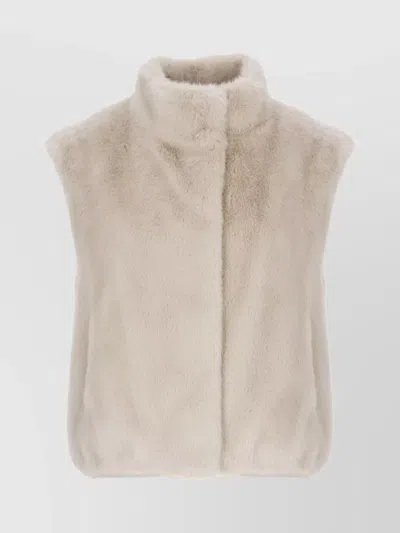 Herno High Neck Sleeveless Jacket In Neutral