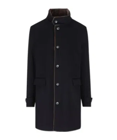 Herno High-neck Sling Breasted Coat In Black
