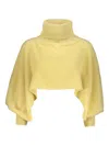 Herno Yellow Cropped Poncho With High Collar In Yellow