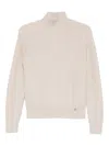 Herno High-neck Textured Sweater In Neutral