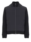 Herno High Neck Virgin Wool Jacket With Padded Contrast Detail In Blue