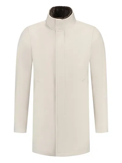 Herno High-neck Wool Coat In Neutral