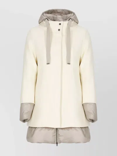 Herno High Neck Wool Padded Coat In Neutral