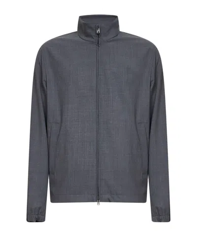 Herno High Neck Zip-up Jacket In Black