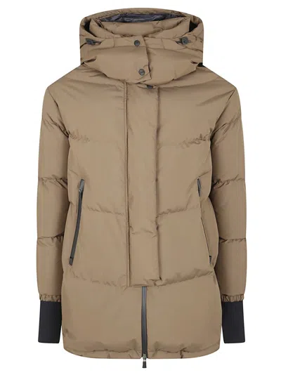Herno High-performance Down Padded Jacket With Removable Hood In Brown