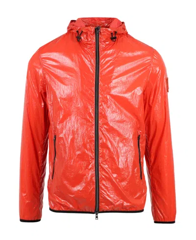 Herno High-shine Logo-patch Jacket In Orange