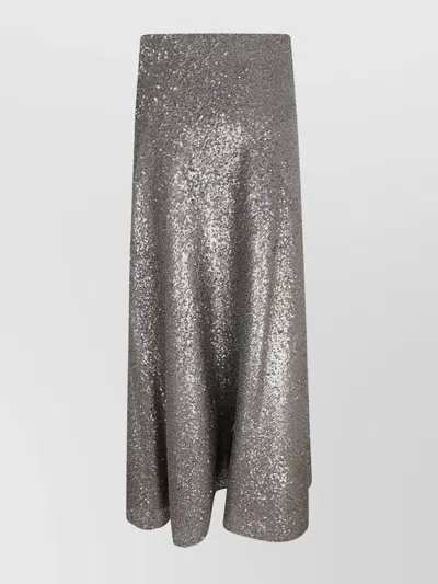 Herno High Waist Metallic Sequin Skirt In Gray