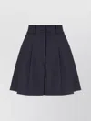 Herno High Waist Pleated Shorts With Belt Loops