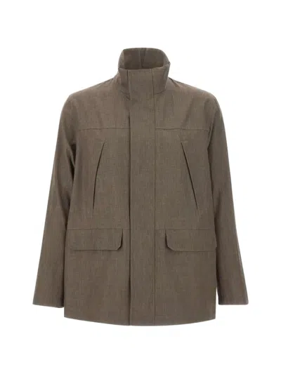 Herno High-collar Flap-pockets Parka In Gray