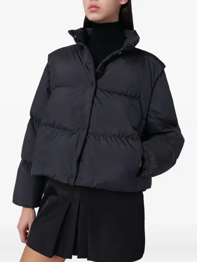Herno Puffer Coat With High Collar And Pockets In Black