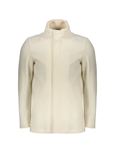 Herno High-collar Single-breasted Coat In Neutral
