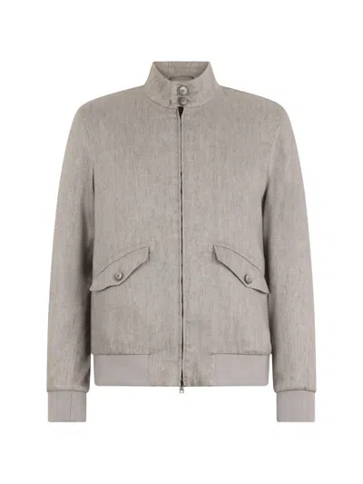 Herno High-neck Zipped Bomber Jacket In Gray