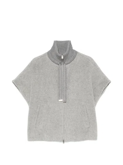 Herno High-neck Cap-sleeve Jacket In Gray