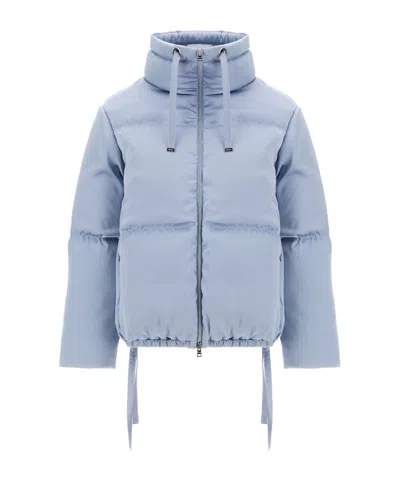 Herno High-neck Drawstring Zip-up Jacket In Blue