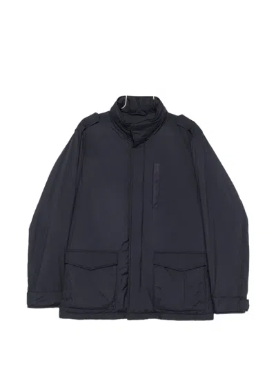 Herno High-neck Field Jacket In Blue