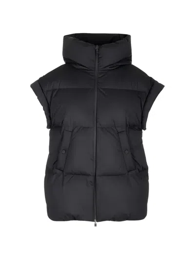 Herno High-neck Hooded Jacket In Black