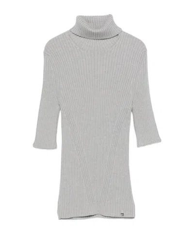 Herno High-neck Knit Sweater In Grey
