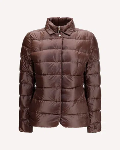 Herno Long Sleeved Quilted Down Jacket In Brown