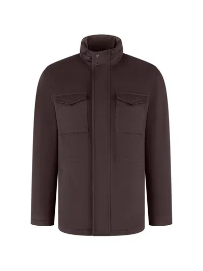 Herno High-neck Pocket-detail Jacket In Burgundy