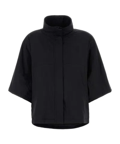 Herno High-neck Poncho In Black