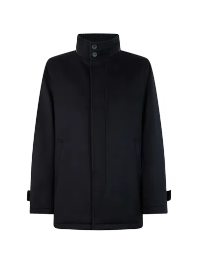 Herno High-neck Wool Coat In Black