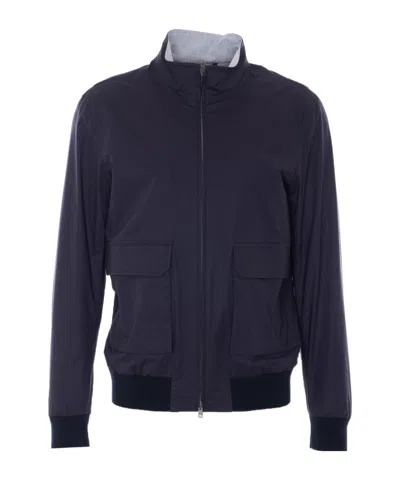 Herno Stand Collar Bomber Jacket In Blue