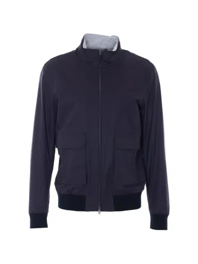 Herno High-neck Zip-up Jacket In Blue