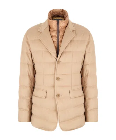 Herno High-necked Cotton Coat In Brown