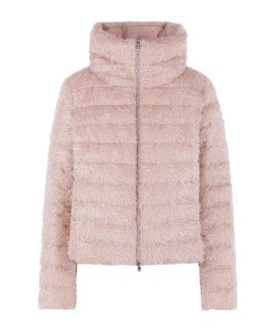 Herno High-necked Down Jacket In Pink
