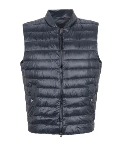 Herno High-necked Vest In Blue