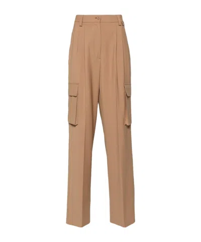 Herno High-waisted Cargo Tailored Trousers In Nude