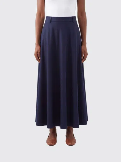 Herno High-waisted Flared Crêpe Midi Skirt With Belt Loops In Blue
